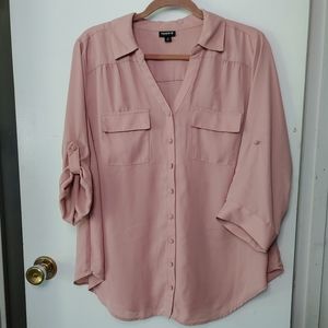 Torrid 3/4 Sleeve Chiffon/Georgette Buttoned Blouse